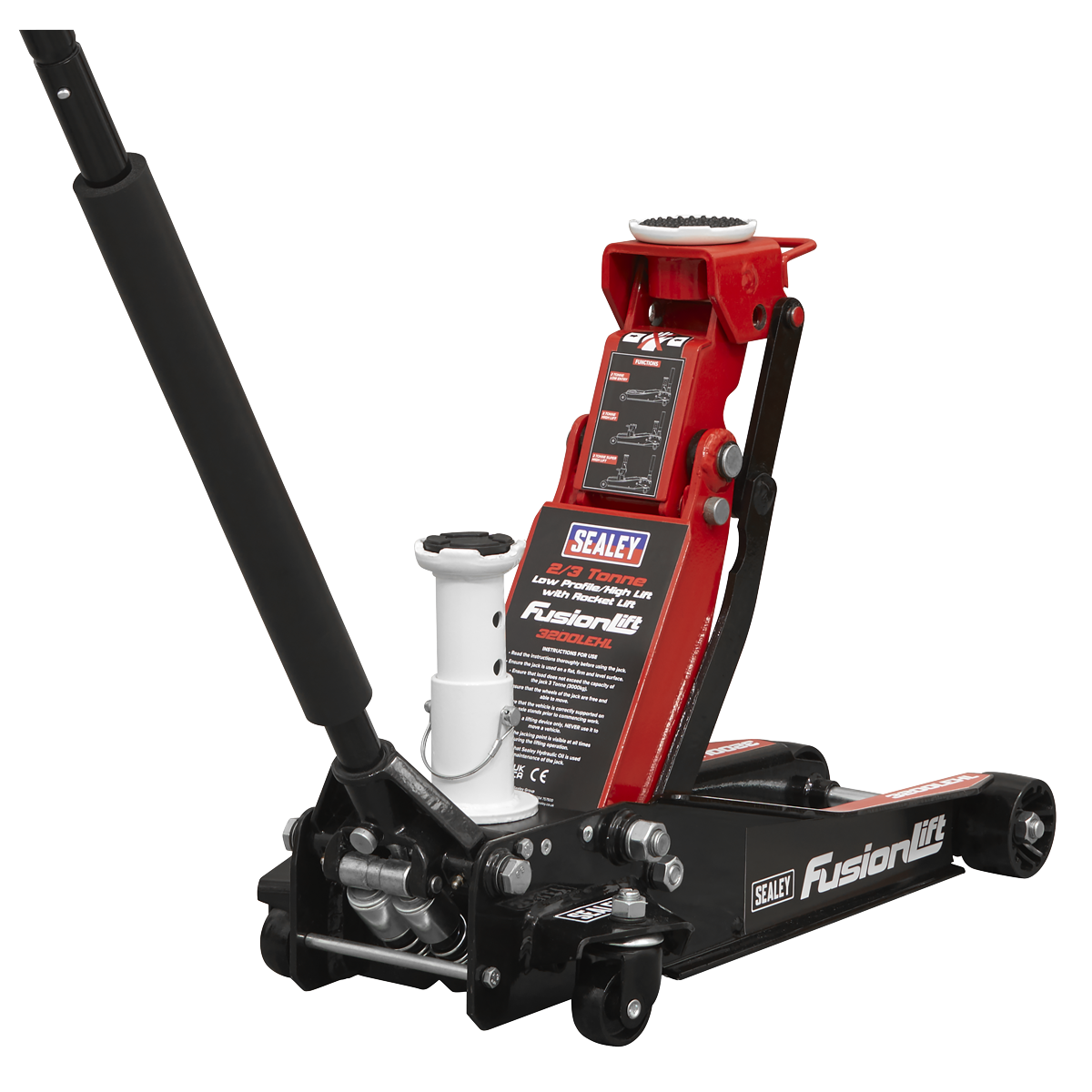 Sealey 3200LEHL Low Entry High Lift Trolley Jack with Rocket Lift, 2/3 Tonne Capacity