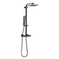 Thermostatic Shower Mixer Set, 20x20cm Square Head, Adjustable Rail - Black