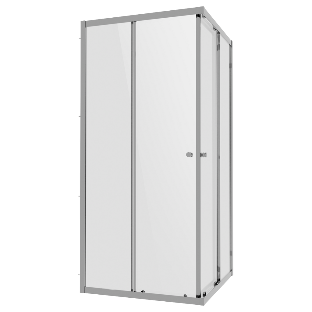 Corner Shower Entry Enclosure 800 x 800 x 1850mm with 6mm Tempered Glass - Chrome