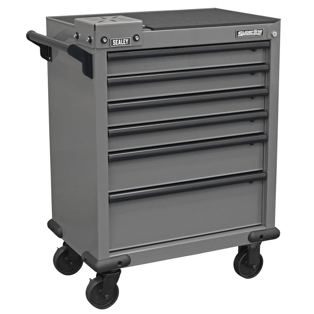 Superline PRO® Rollcab 6 Drawer with Vice Base - Grey/Black