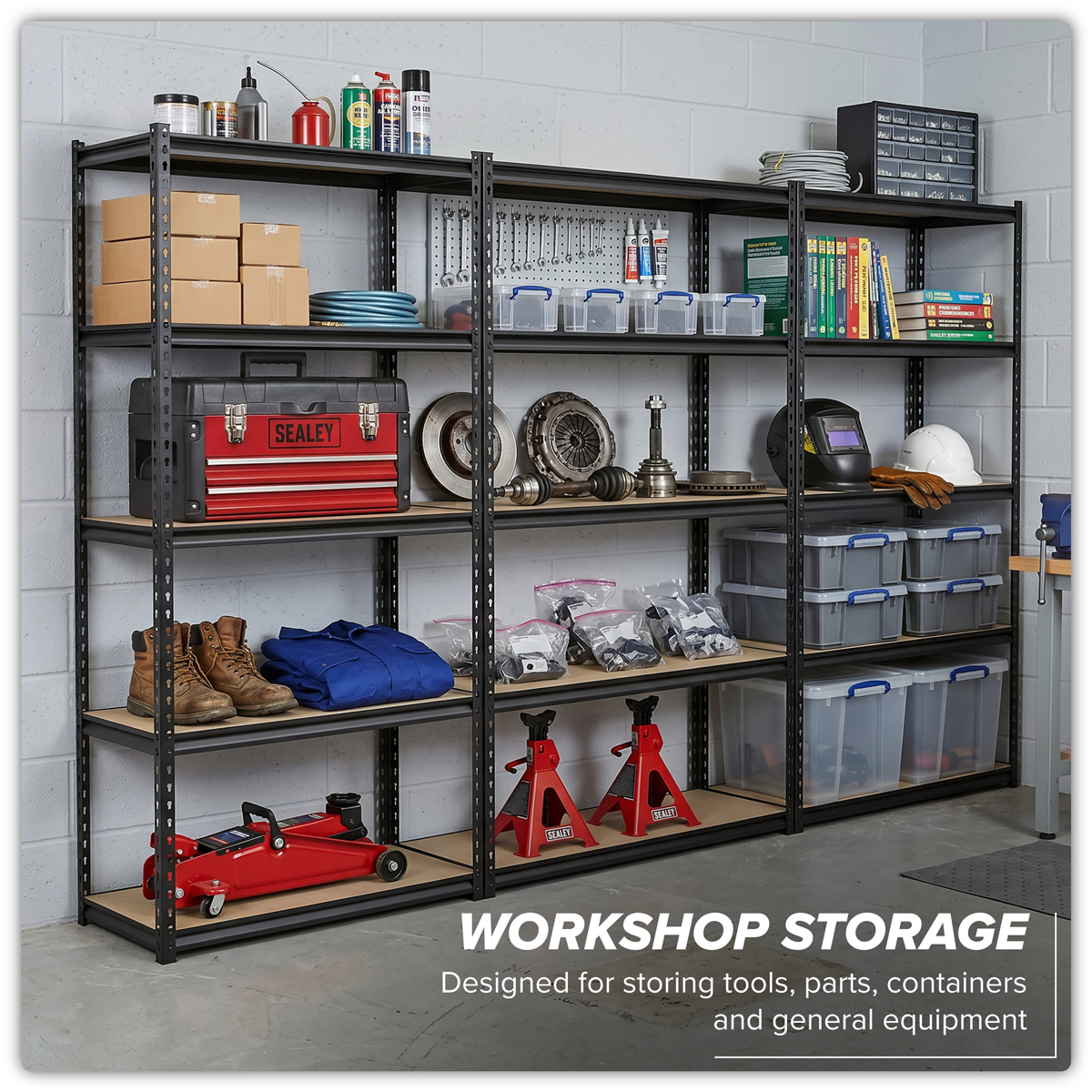 Racking Unit with 5 Shelves 220kg Capacity Per Level - Set of 3