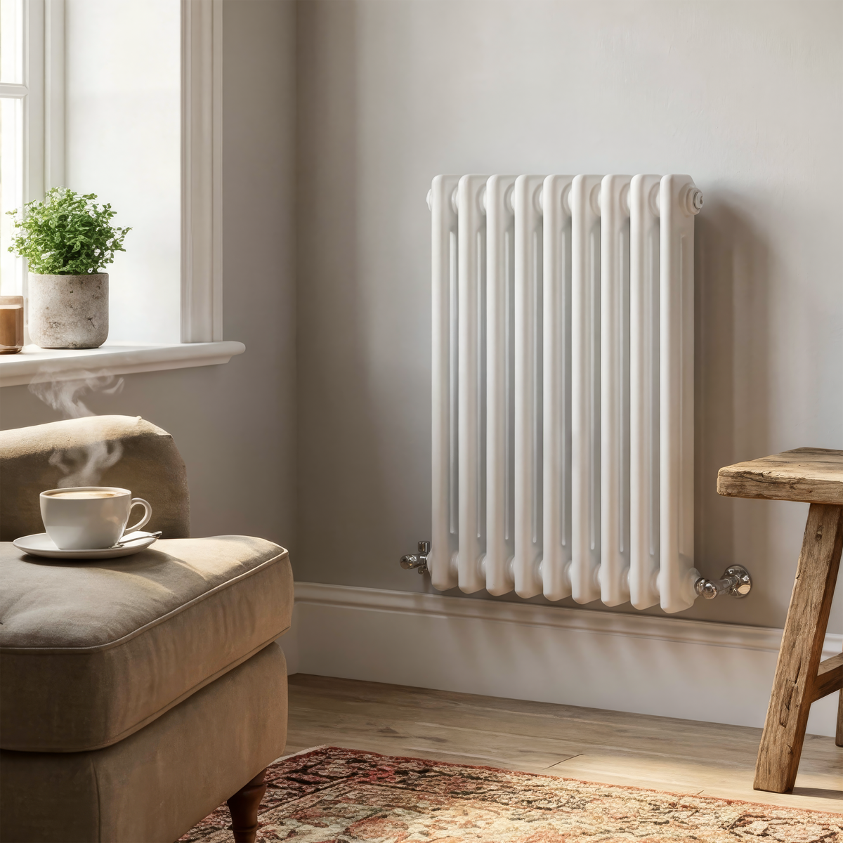 Baridi Horizontal Traditional 2 Column Radiator 600 x 427mm – White
