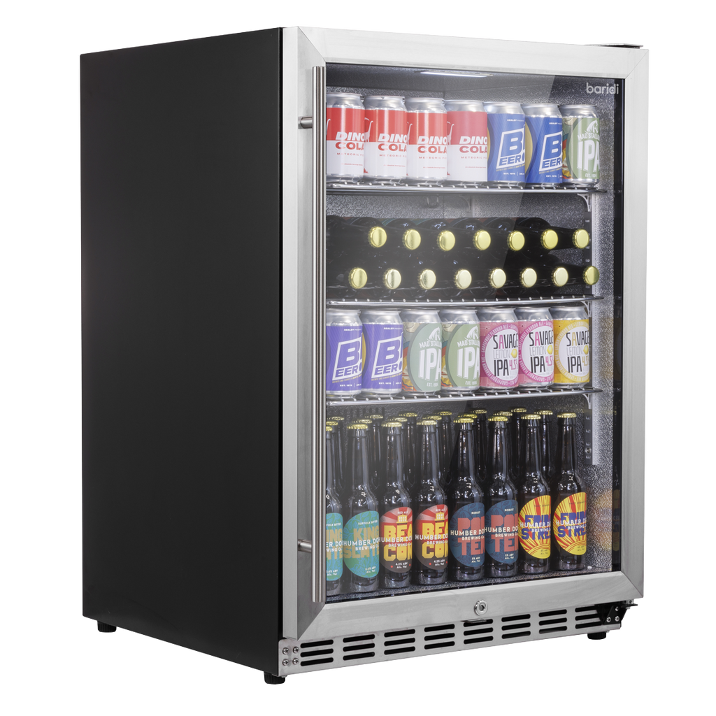 Baridi Outdoor Drinks Fridge with Triple Glazed Door & Lock 150L Stainless Steel (DH439)