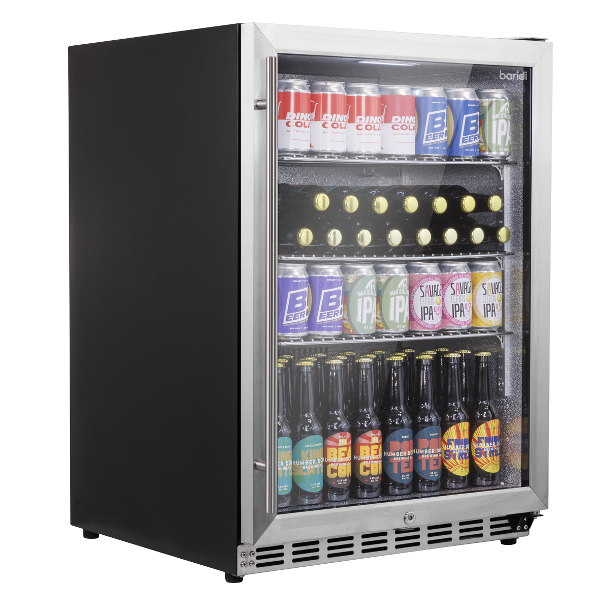 Baridi Outdoor Drinks Fridge with Triple Glazed Door & Lock 150L Stainless Steel (DH439)