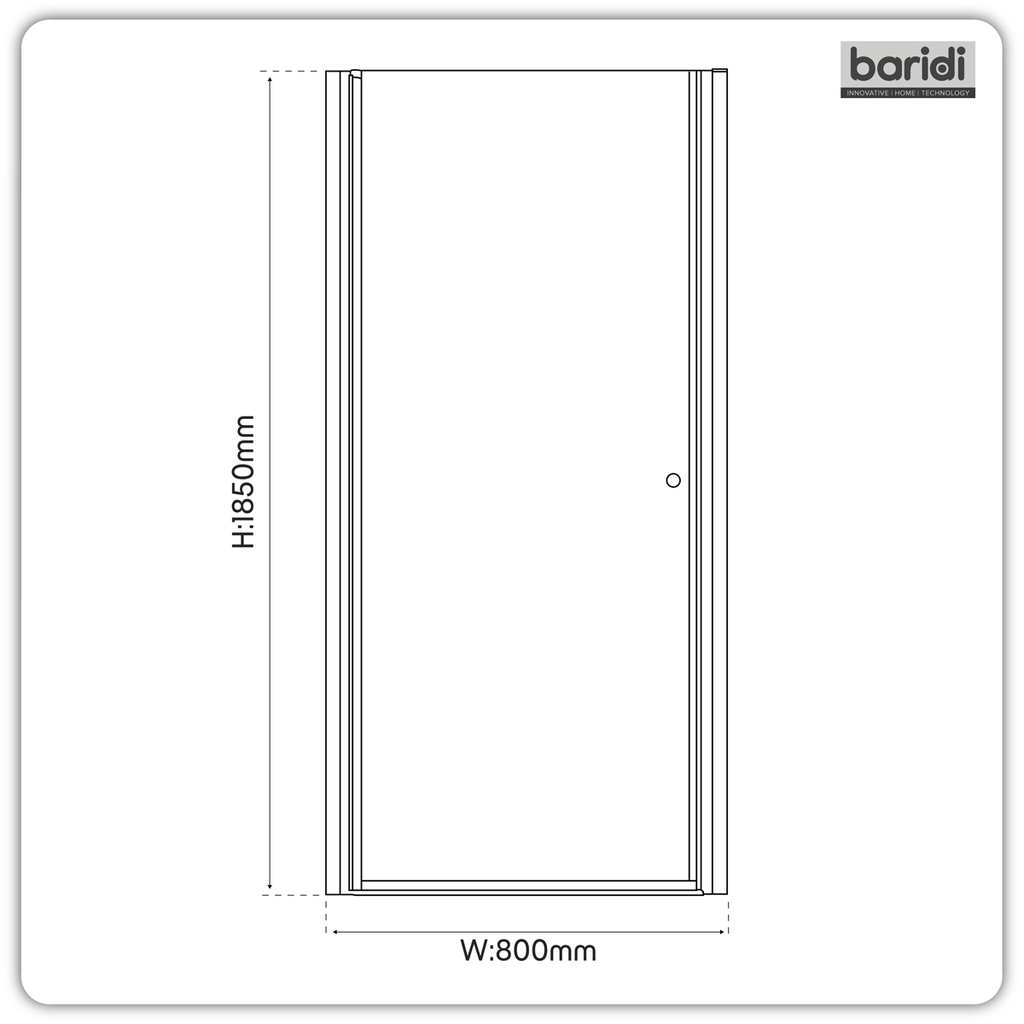 Pivot Shower Door 800 x 1850mm, 6mm Tempered Glass, Reversible - Chrome
