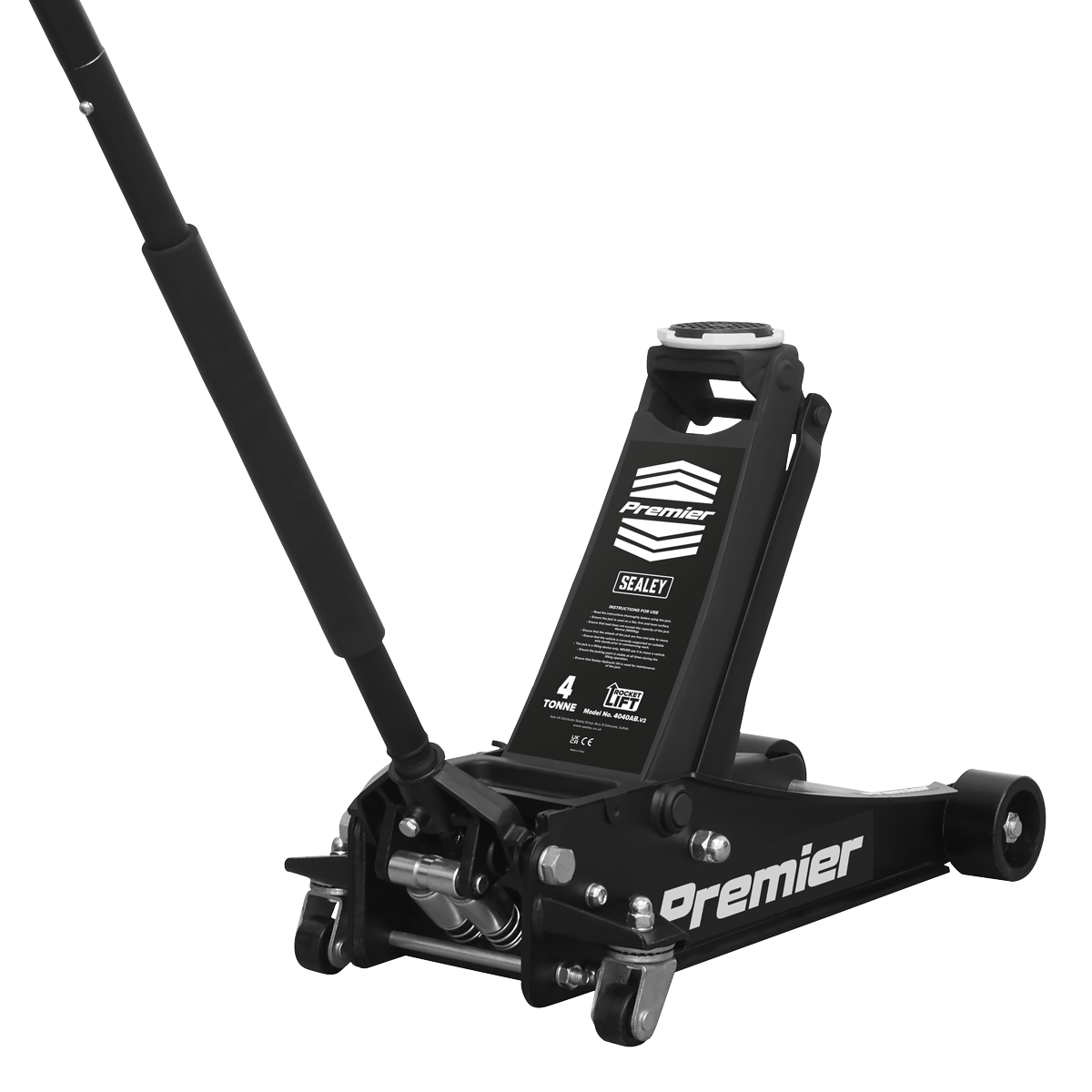 Sealey 4040AB Premier Low Profile Trolley Jack with Rocket Lift, 4 Tonne Capacity, Black