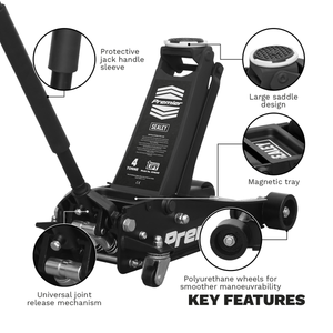 Sealey 4040AB Premier Low Profile Trolley Jack with Rocket Lift, 4 Tonne Capacity, Black