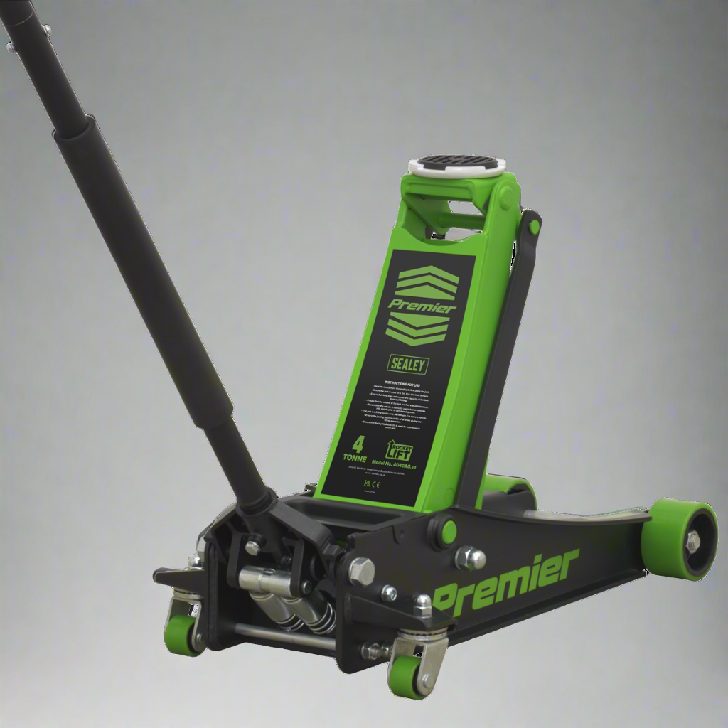 Sealey 4040AG Premier Low Profile Trolley Jack with Rocket Lift, 4 Tonne Capacity, Green