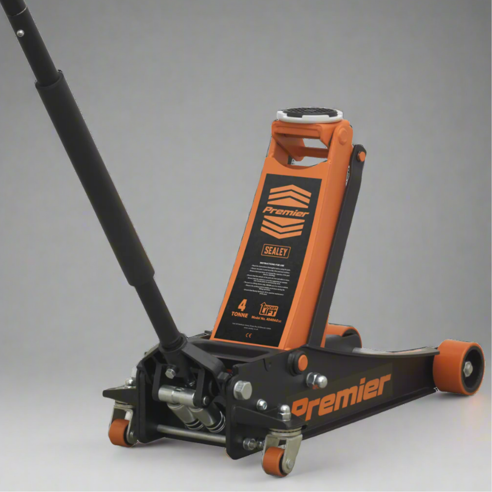 Sealey 4040AO Premier Low Profile Trolley Jack with Rocket Lift, 4 Tonne Capacity, Orange