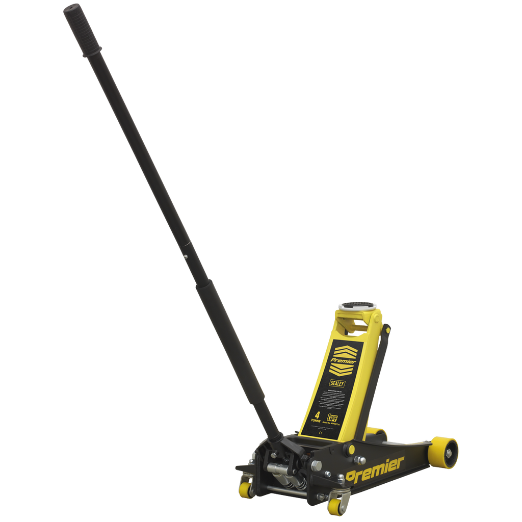 Premier Low Profile Trolley Jack with Rocket Lift 4 Tonne - Yellow