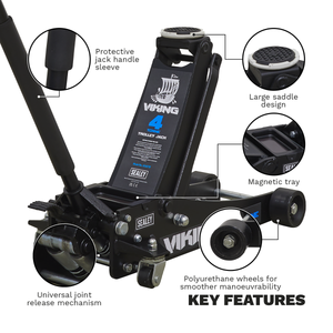 Sealey 4040TB Viking Low Profile Trolley Jack with Rocket Lift, 4 Tonne Capacity, Black