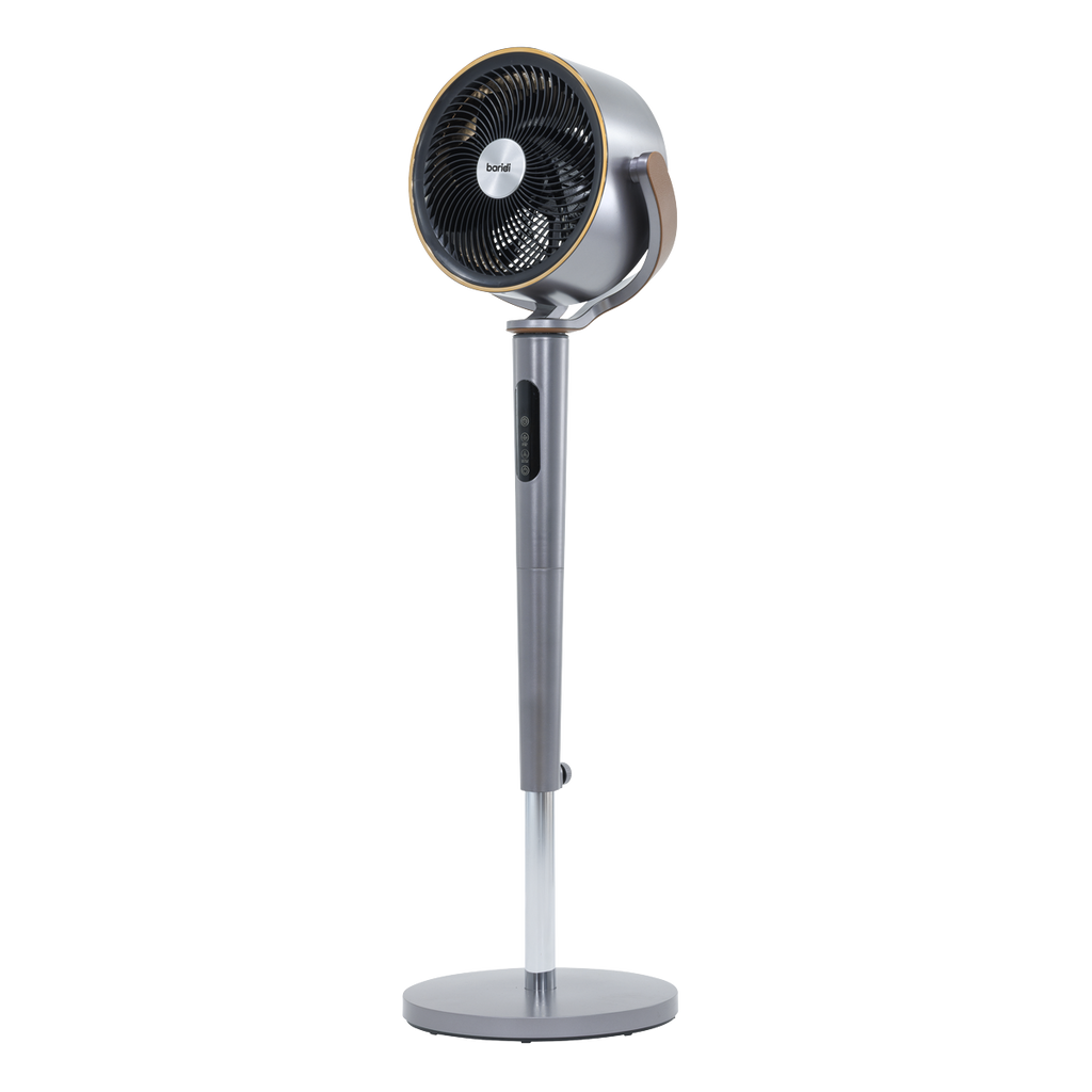 Baridi 12" Pedestal Fan with Remote Control, Back Light & 12hr Timer - Grey