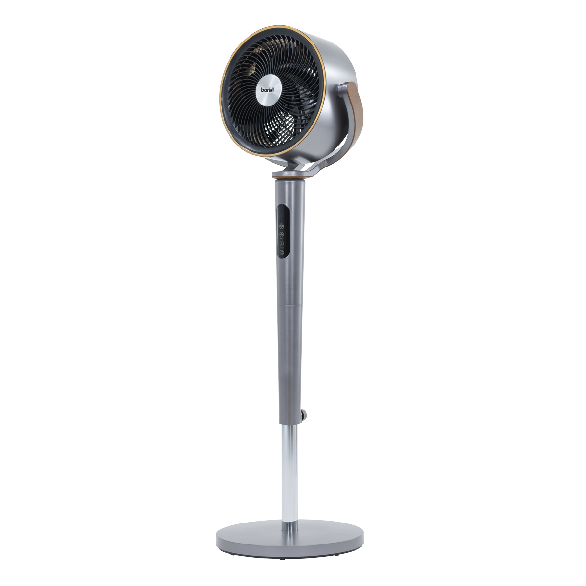 Baridi 12" Pedestal Fan with Remote Control, Back Light & 12hr Timer - Grey