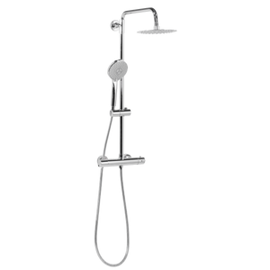 Thermostatic Shower Mixer Set, 20cm Round Head, Adjustable Rail - Chrome