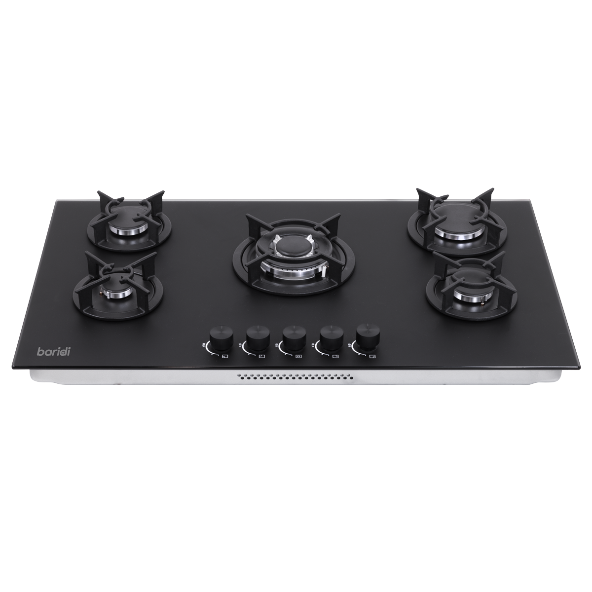 Baridi 90cm Gas Hob Matt Black 5 Burners Cast Iron Supports & Auto Ignition 10.4kW