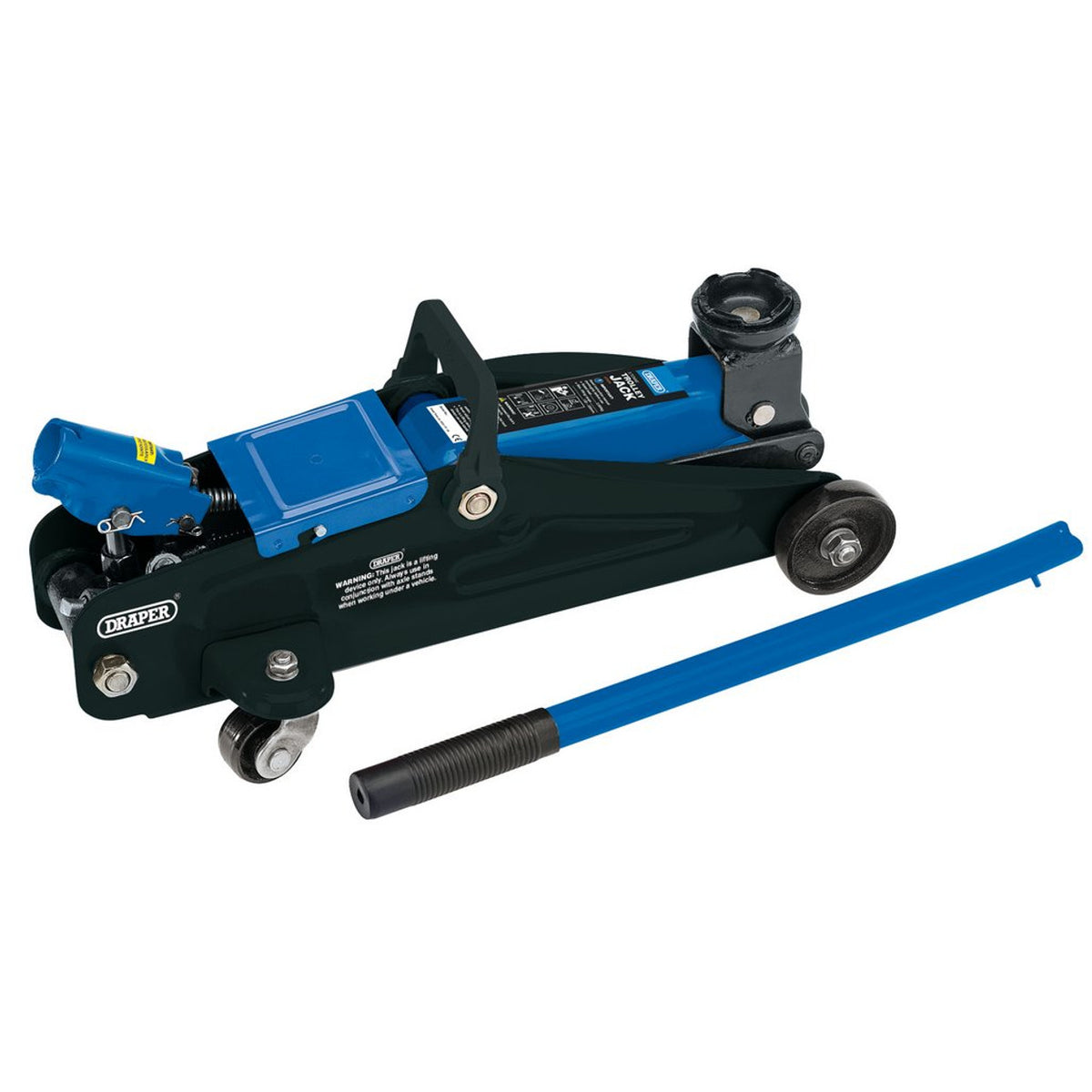 Draper Short Chassis Trolley Jack with Storage Case, 2 Tonne, Blue (54635) (Ex-Display)