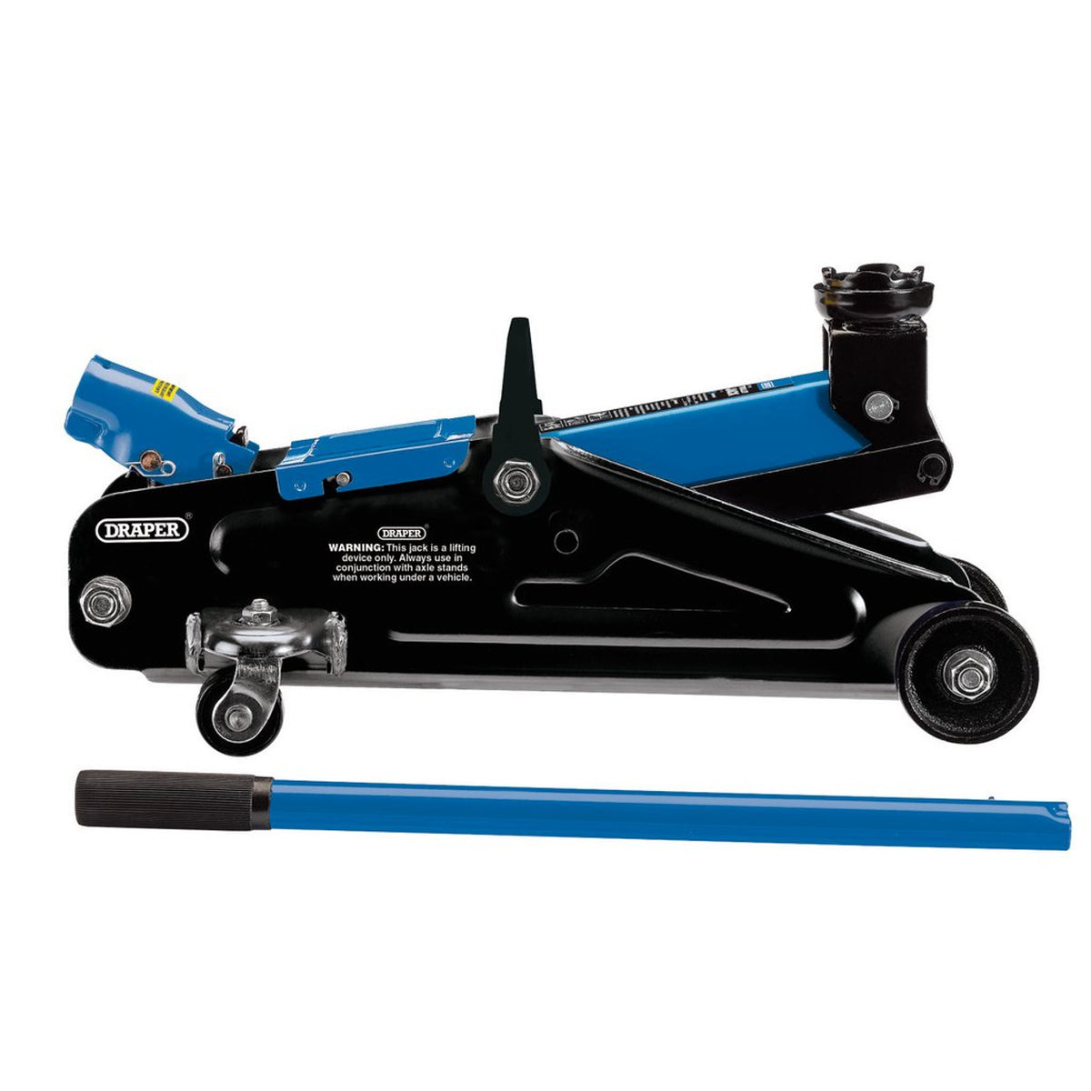Draper Short Chassis Trolley Jack with Storage Case, 2 Tonne, Blue (54635) (Ex-Display)