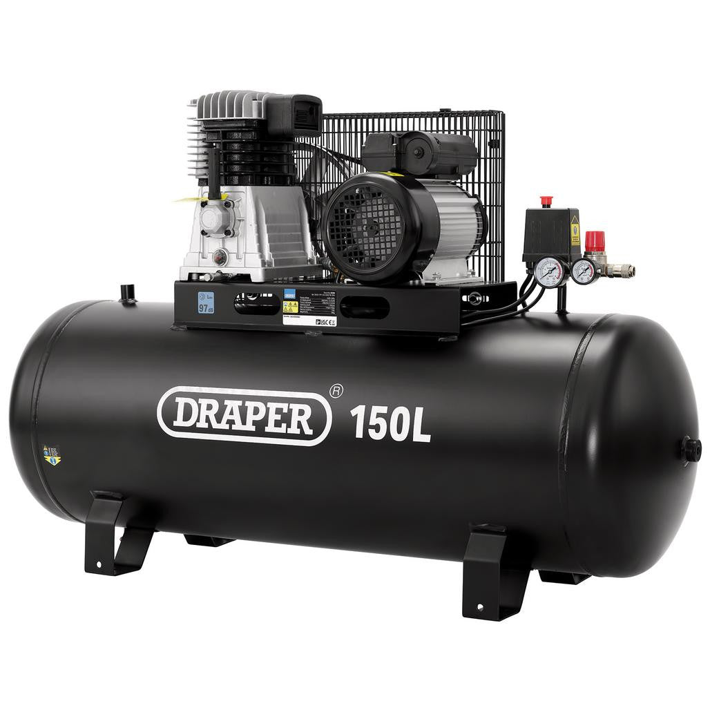 Draper 150L Belt Drive Air Compressor, 3hp (55304) (Ex-Display)