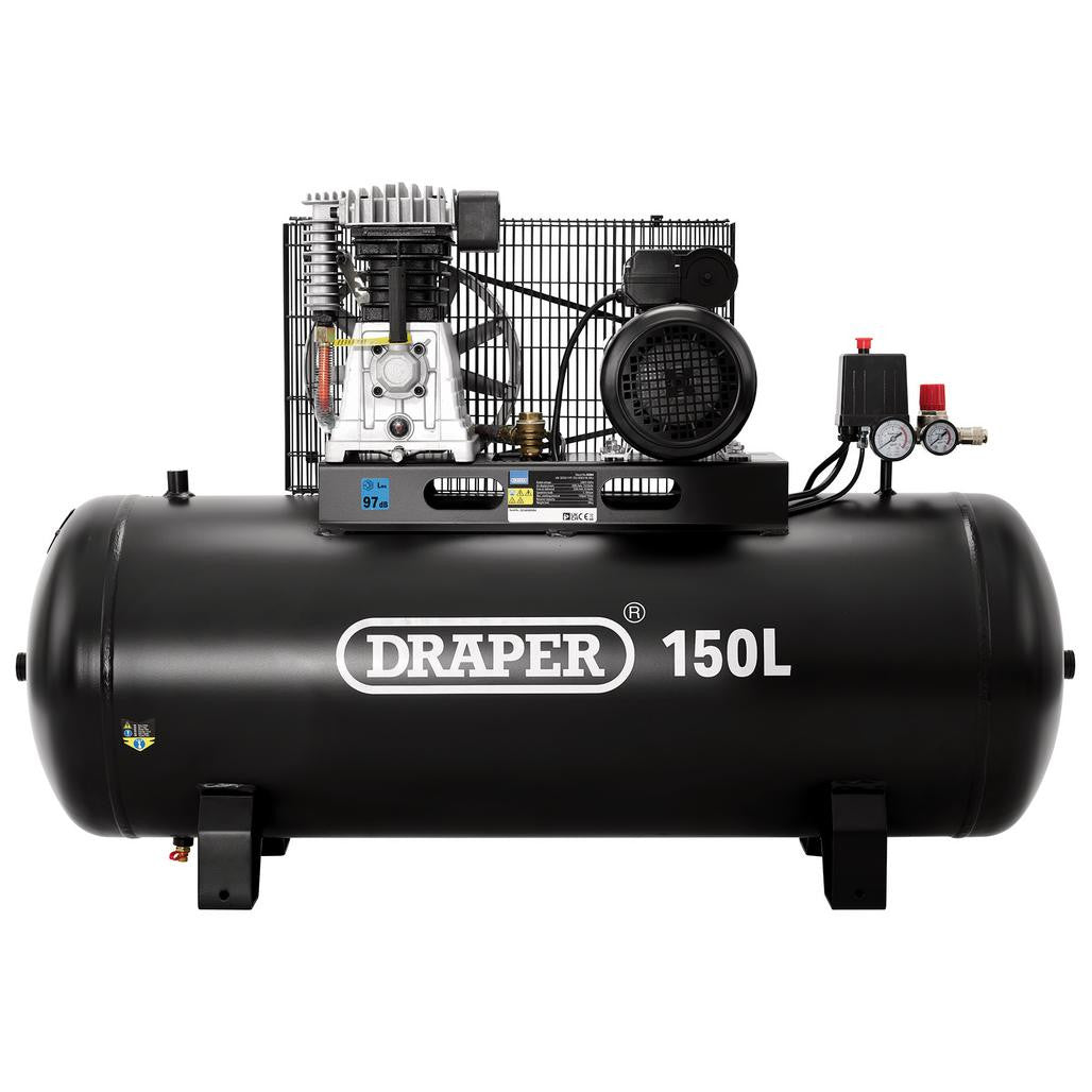Draper 150L Belt Drive Air Compressor, 3hp (55304) (Ex-Display)