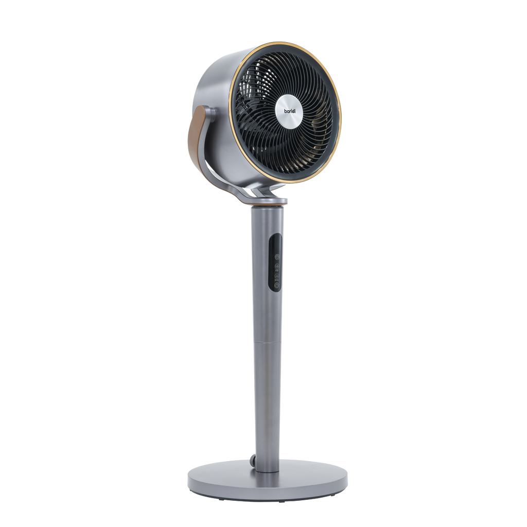 Baridi 12" Pedestal Fan with Remote Control, Back Light & 12hr Timer - Grey