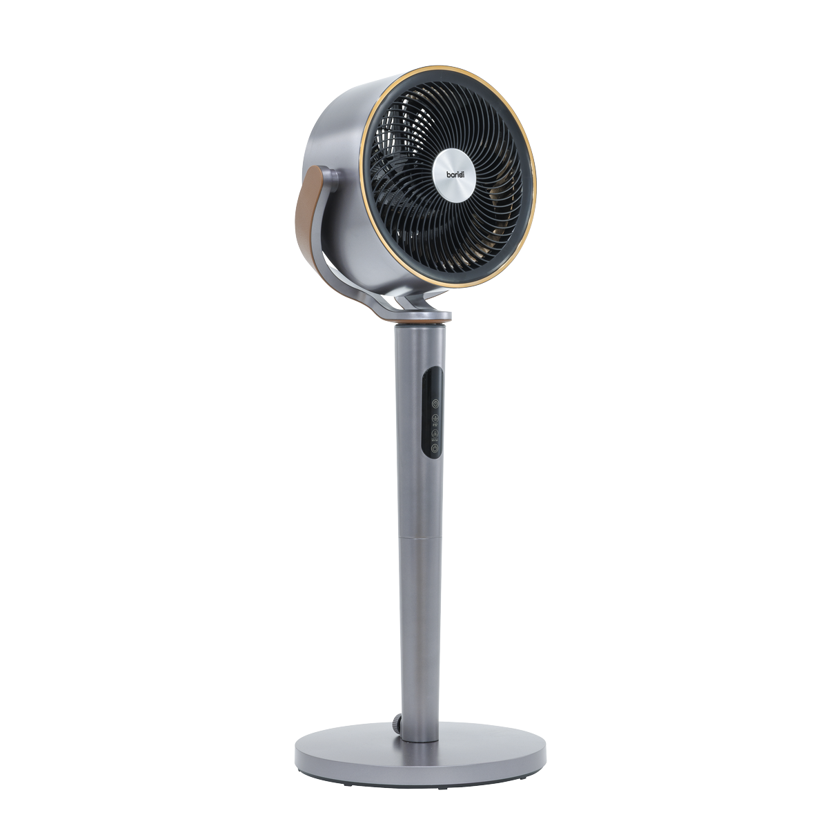 Baridi 12" Pedestal Fan with Remote Control, Back Light & 12hr Timer - Grey