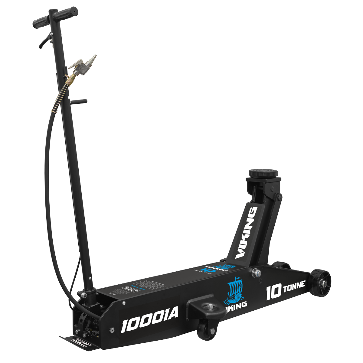 Viking Professional Long Reach Air/Manual Operation Trolley Jack with Rocket Lift 10 Tonne