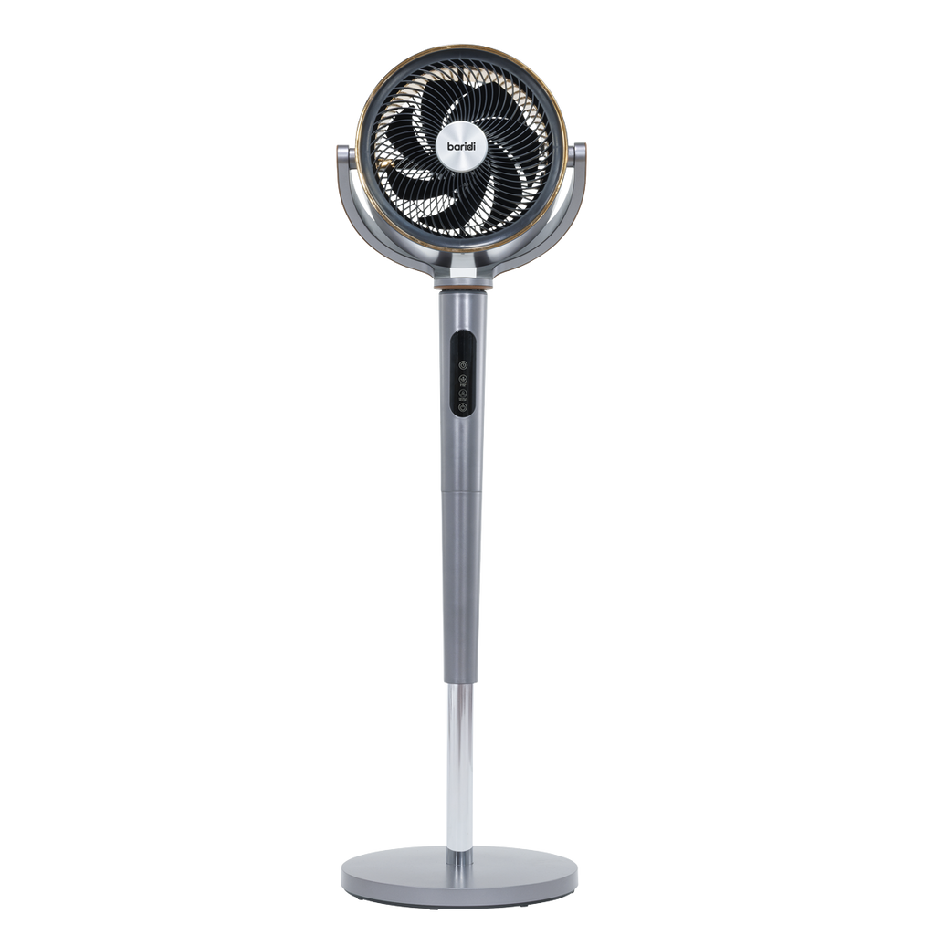 Baridi 12" Pedestal Fan with Remote Control, Back Light & 12hr Timer - Grey