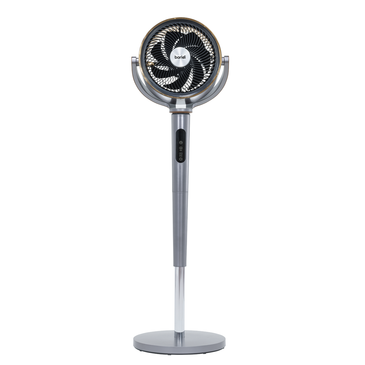 Baridi 12" Pedestal Fan with Remote Control, Back Light & 12hr Timer - Grey