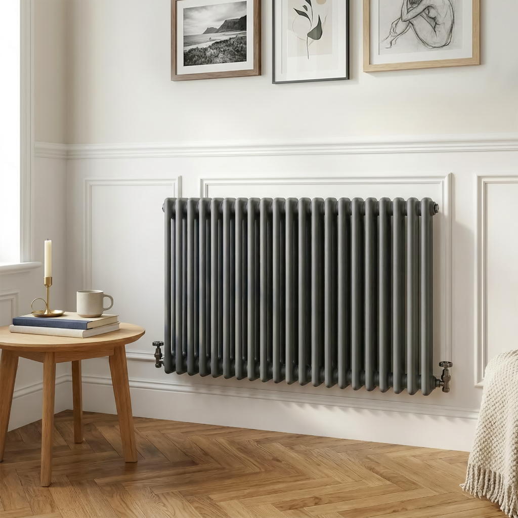Baridi Horizontal Traditional 2 Column Radiator 600 x 1012mm – Anthracite