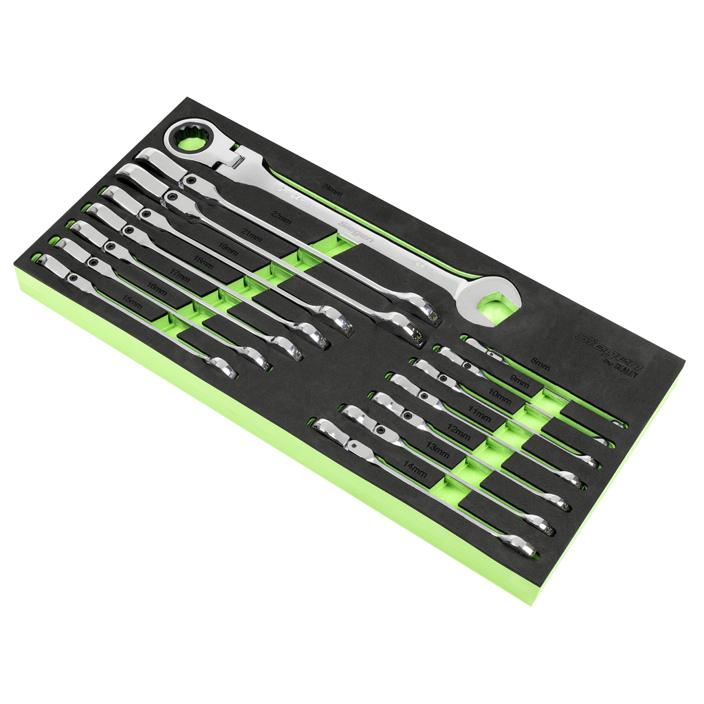 Flexi-Head Combination Ratchet Spanner Set 15pc