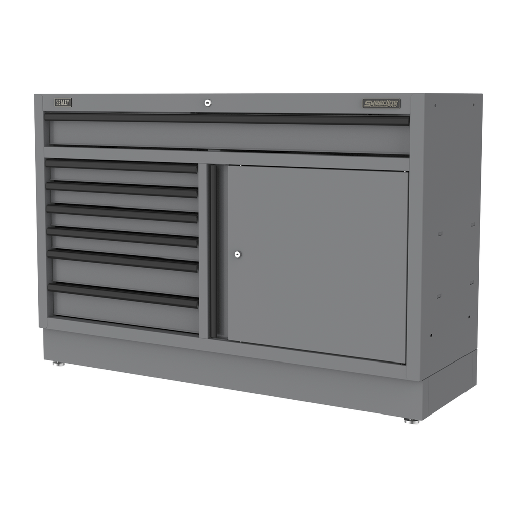 Superline PRO® Black Edition Modular Floor Cabinet 7 Drawer & Cupboard 1360mm (APMS41BE)