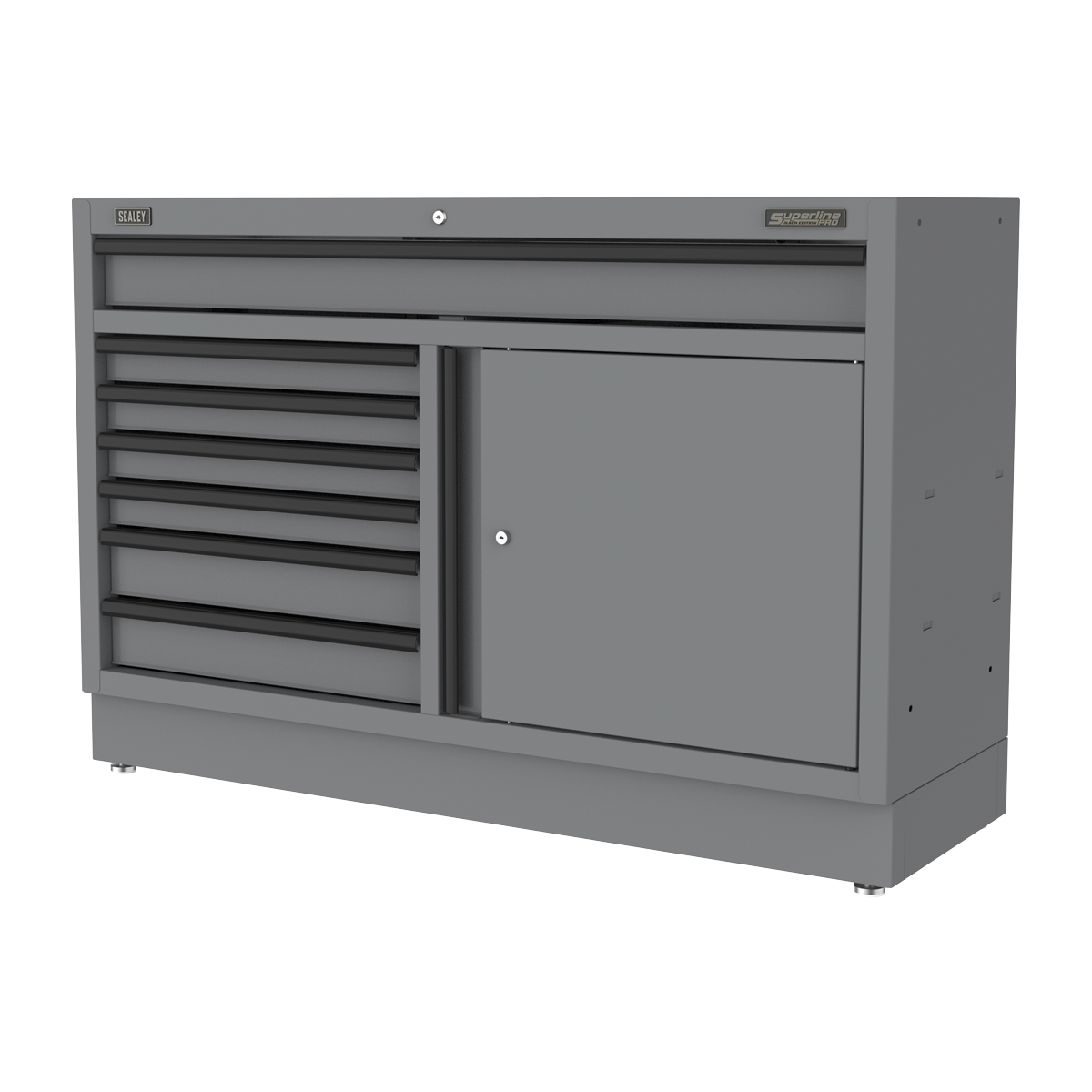 Superline PRO® Black Edition Modular Floor Cabinet 7 Drawer & Cupboard 1360mm (APMS41BE)