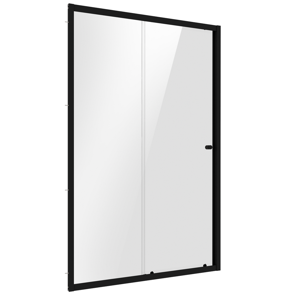 Sliding Shower Door 1000 x 1850mm, 6mm Tempered Glass, Reversible - Black
