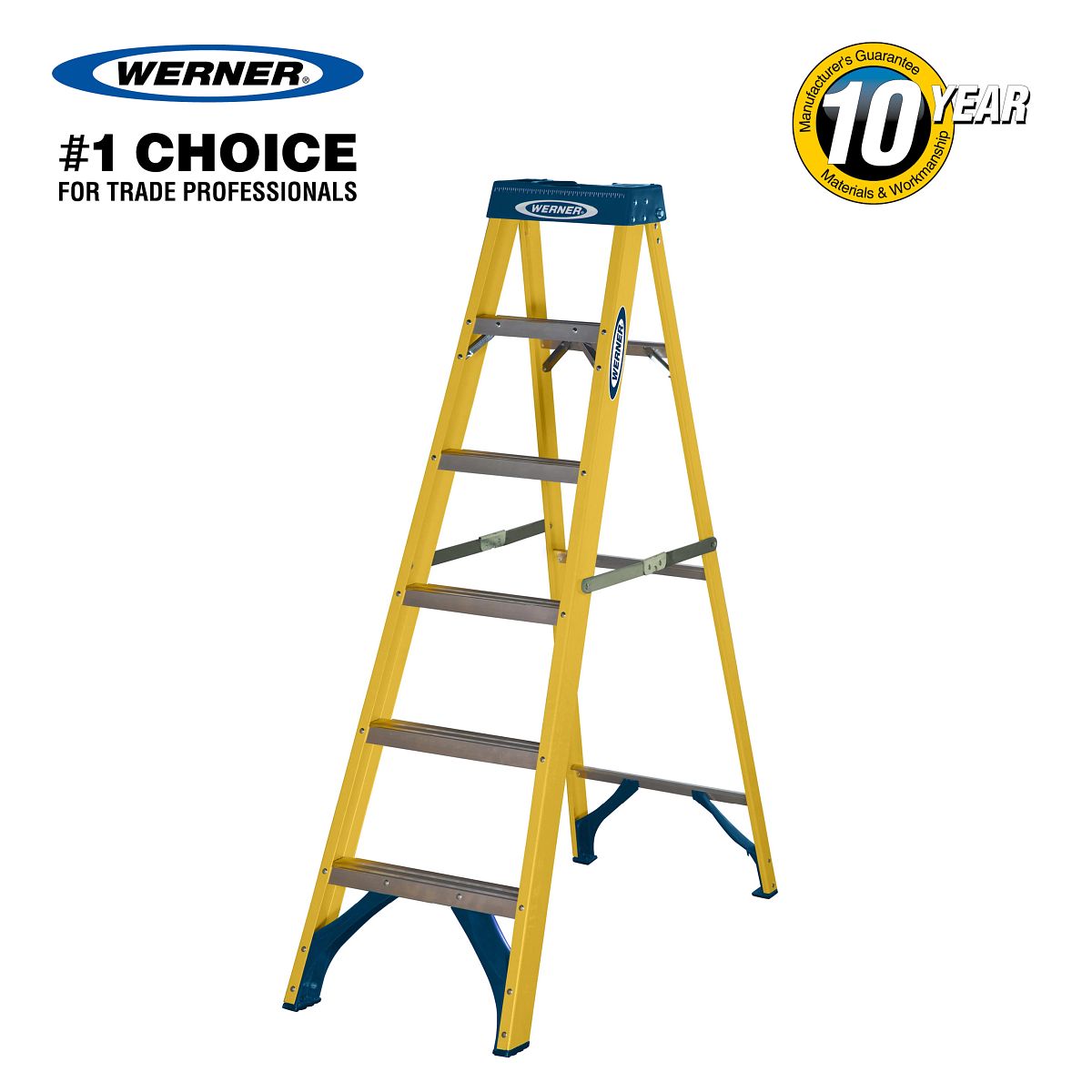 Werner Fibreglass Step Ladder, 6-Tread, EN 131 (7160618)