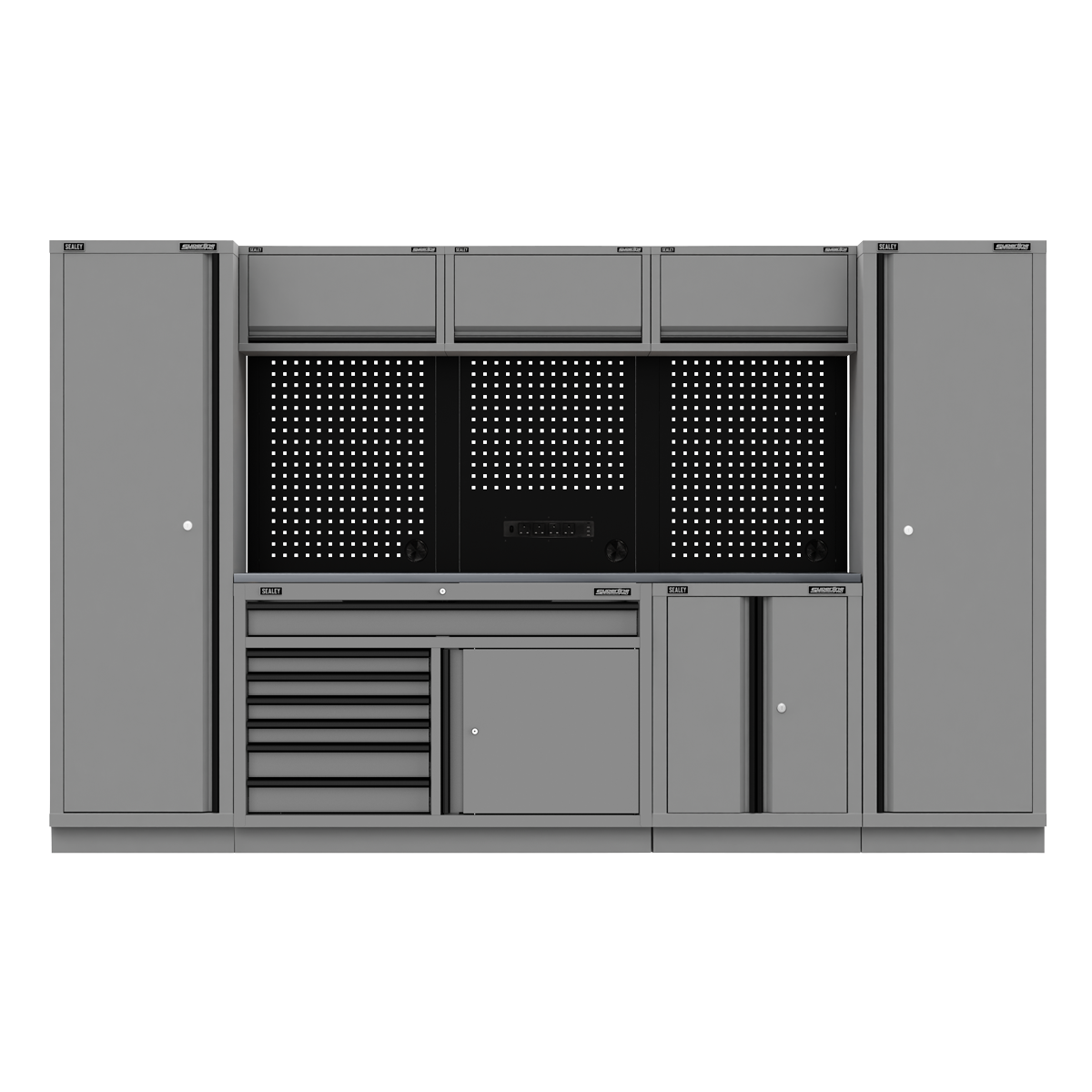 Superline PRO® Black Edition Storage System with Stainless Steel Worktop 3.24m (APMSBESTACK05SS)