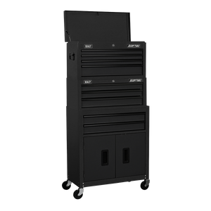 American PRO® Topchest, Mid-Box Tool Chest & Rollcab Stack 9 Drawer - Black