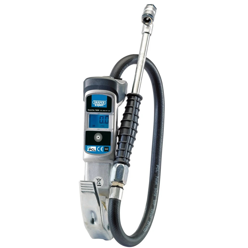 Draper Expert Digital Air Line Tyre Inflator with Twin Push-On Connector (74839)
