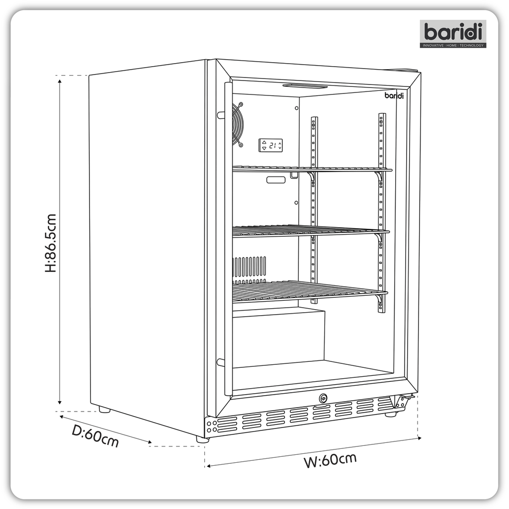Baridi Outdoor Drinks Fridge with Triple Glazed Door & Lock 150L Stainless Steel (DH439)