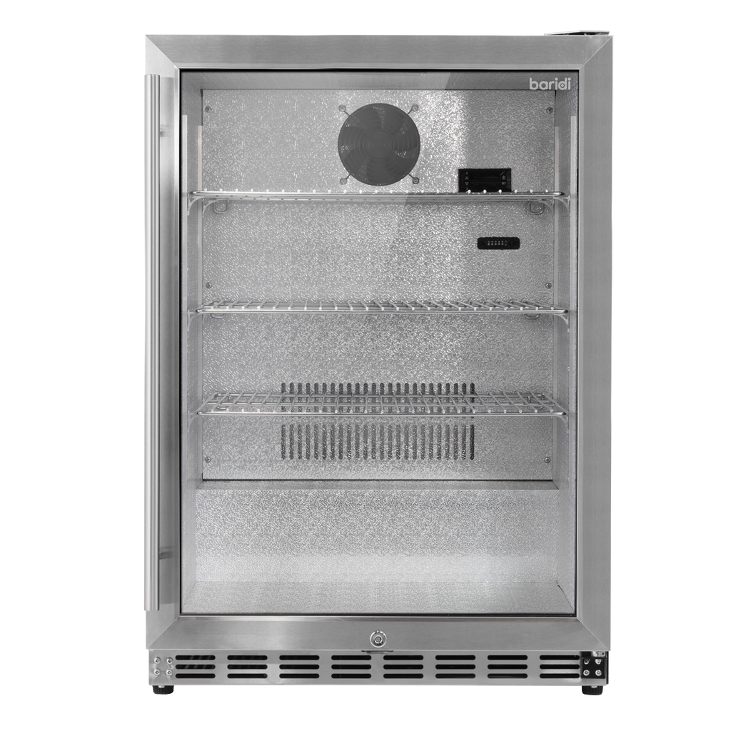 Baridi Outdoor Drinks Fridge with Triple Glazed Door & Lock 150L Stainless Steel (DH439)