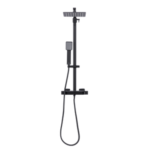 Thermostatic Shower Mixer Set, 20x20cm Square Head, Adjustable Rail - Black