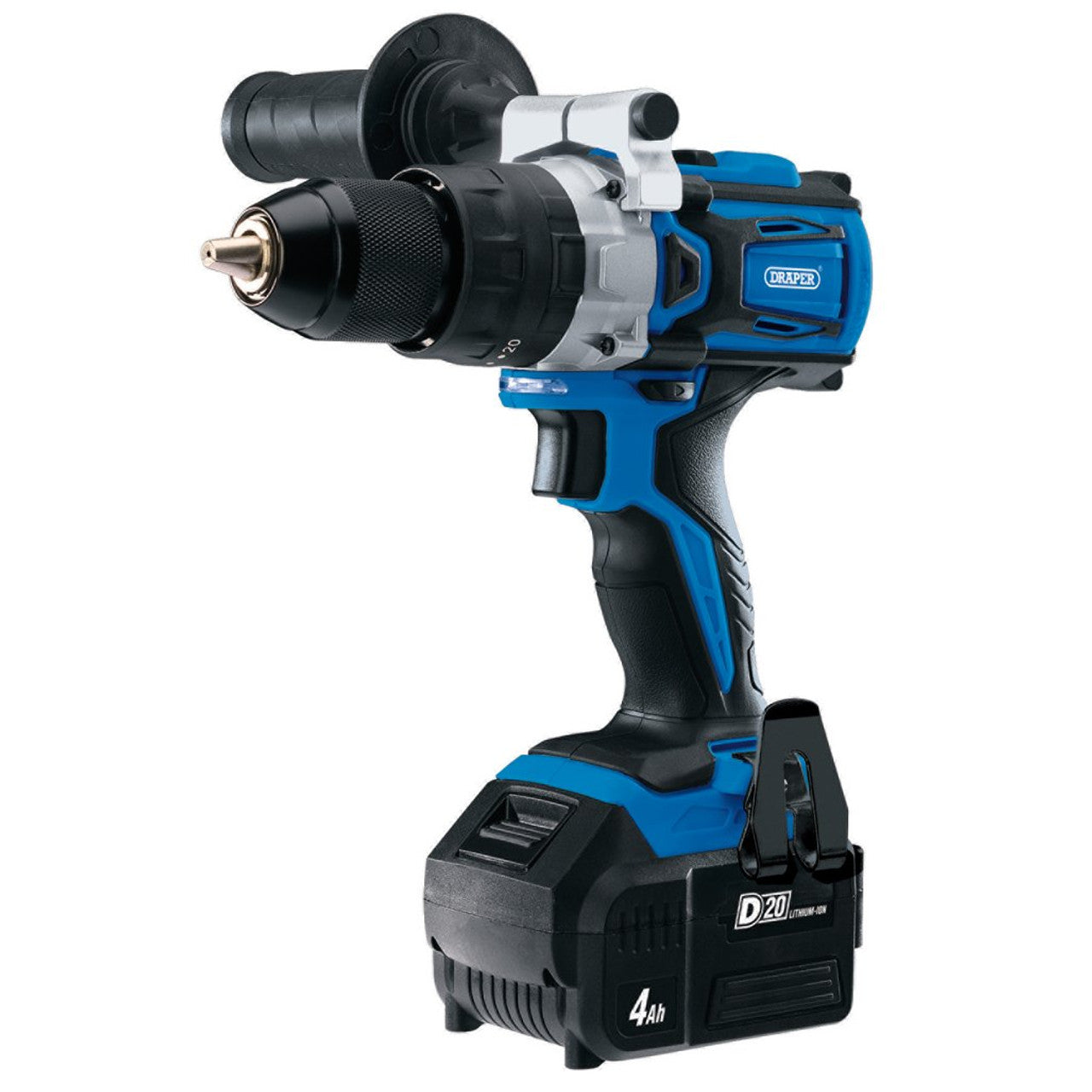 Draper 79894 D20 20V Cordless Brushless Combi Drill, with 4.0Ah Battery and Charger