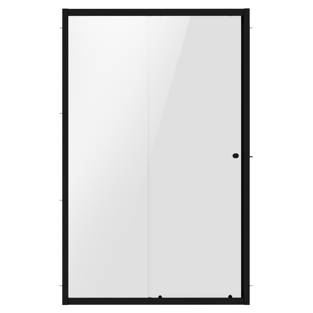 Sliding Shower Door 1000 x 1850mm, 6mm Tempered Glass, Reversible - Black
