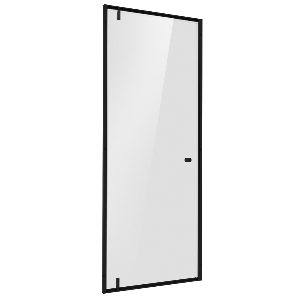 Hinged Shower Door 800 x 1850mm, 6mm Tempered Glass, Reversible - Black