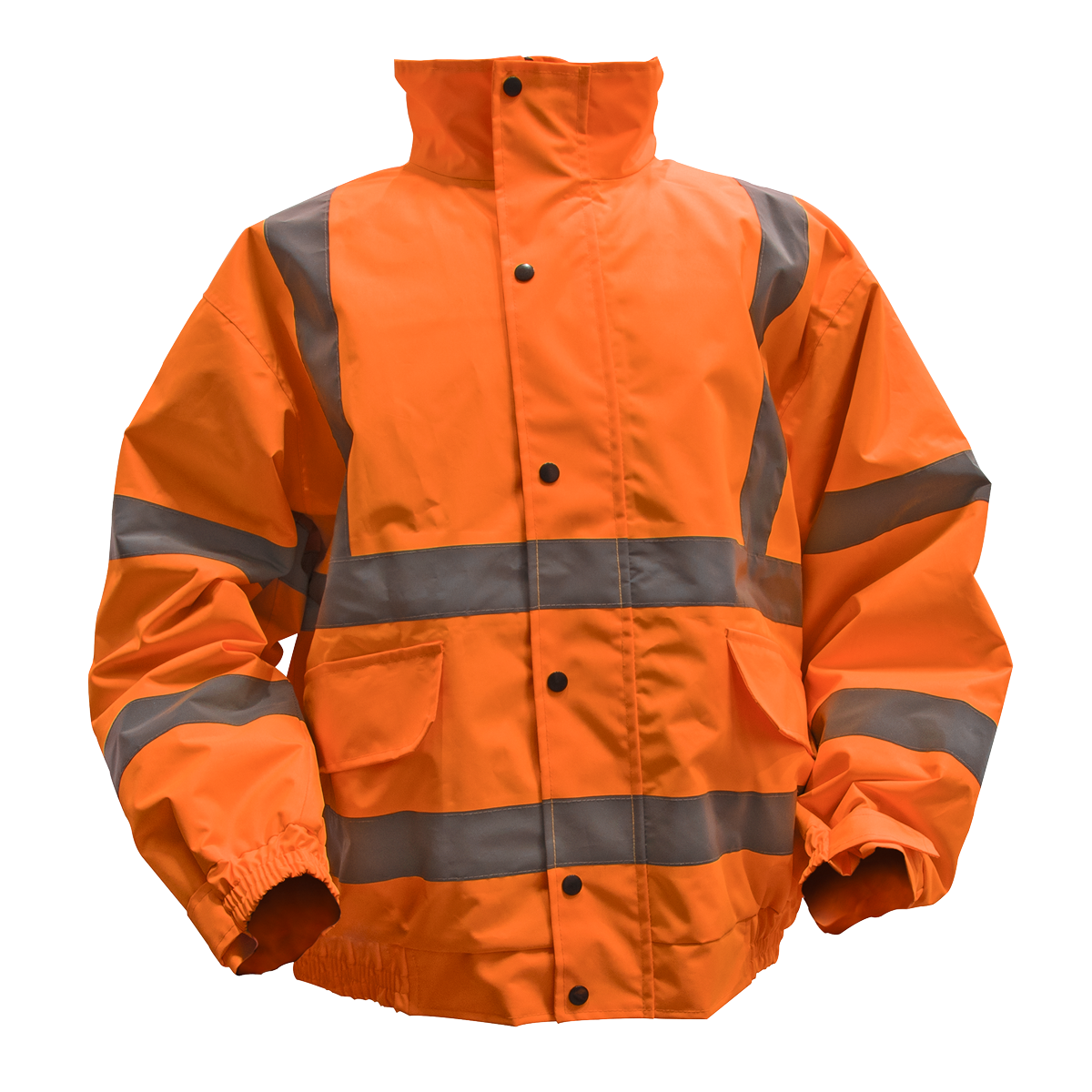Worksafe® Hi-Vis Orange Jacket with Quilted Lining, Elasticated Waist & Cuffs - Large