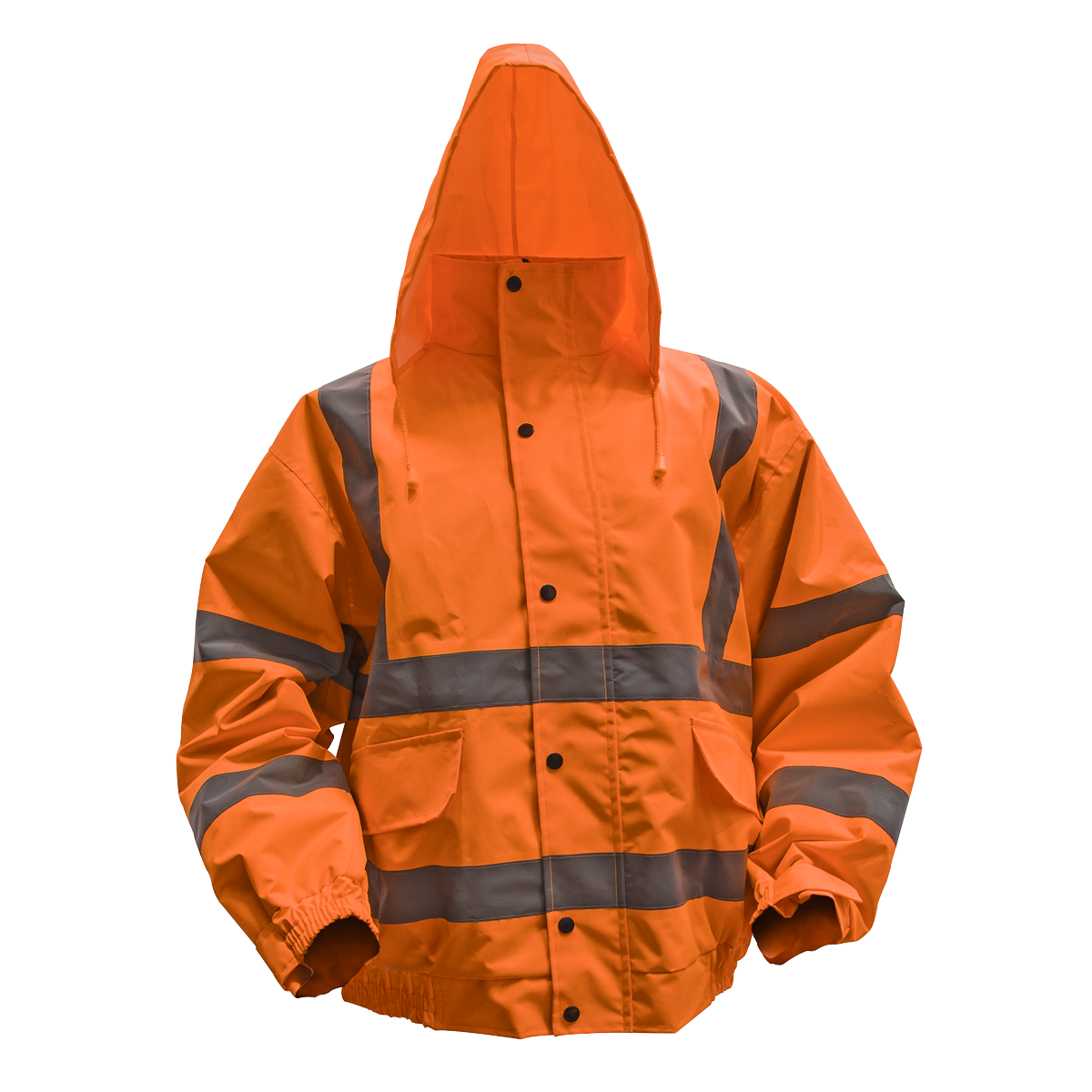 Worksafe® Hi-Vis Orange Jacket with Quilted Lining, Elasticated Waist & Cuffs - Large