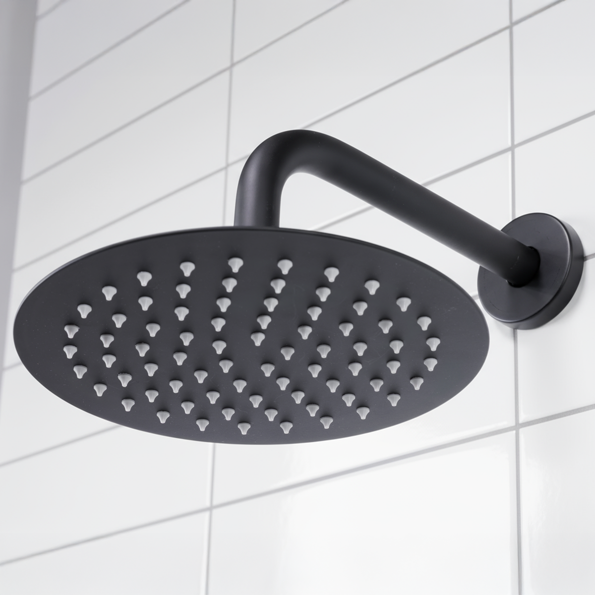 Concealed Thermostatic Shower Set, 20cm Round Head & Hand Shower - Black