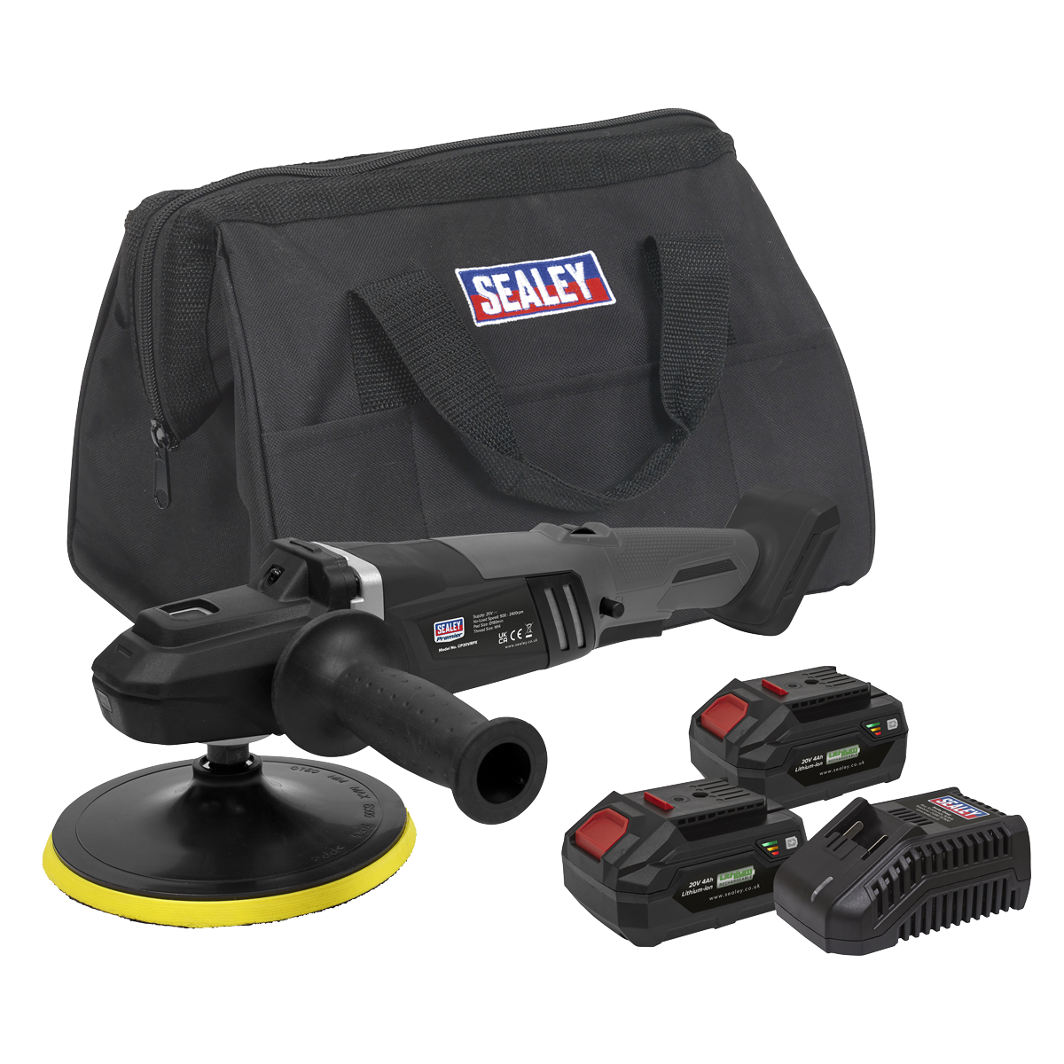 Premier SV20 180mm Brushless Rotary Polisher Kit, 2 x 4Ah (CP20VRPXKITEU)