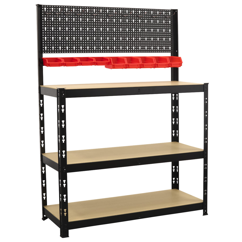 Steel Workbench with Pegboard 1m