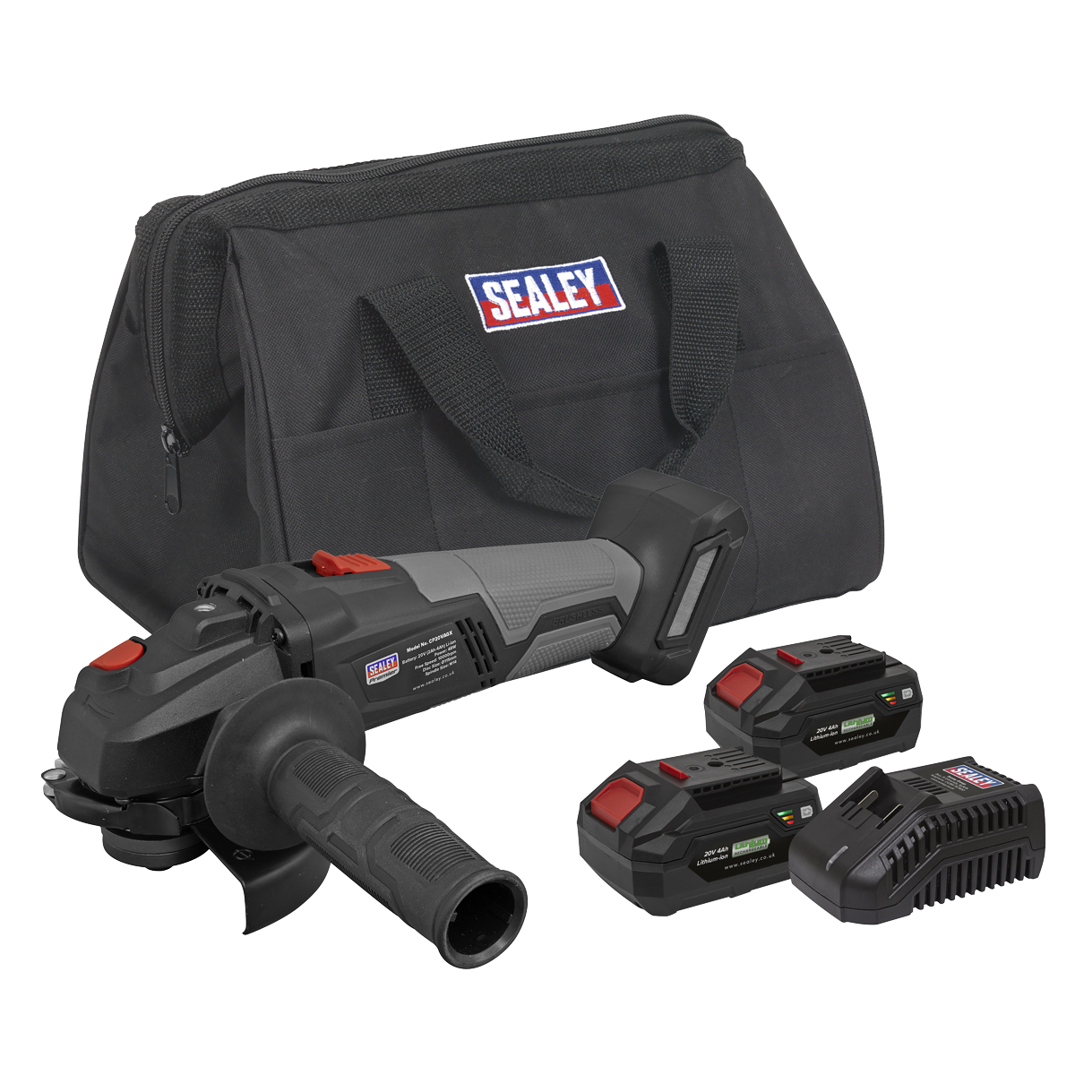 Premier SV20 115mm Brushless Angle Grinder Kit, 2 x 4Ah, Euro Plug (CP20VAGXKITEU)