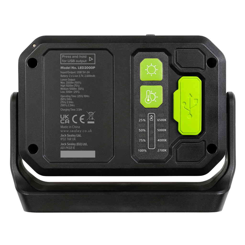 Rechargeable 360° Floodlight & Power Bank 2000lm (LED2000P)